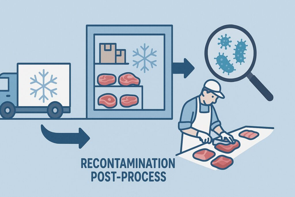 Recontamination post-pasteurisation et froid.