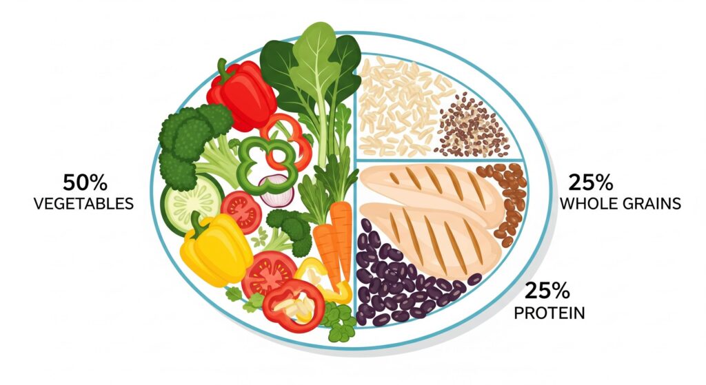 Assiette équilibrée réduction maladies évitables