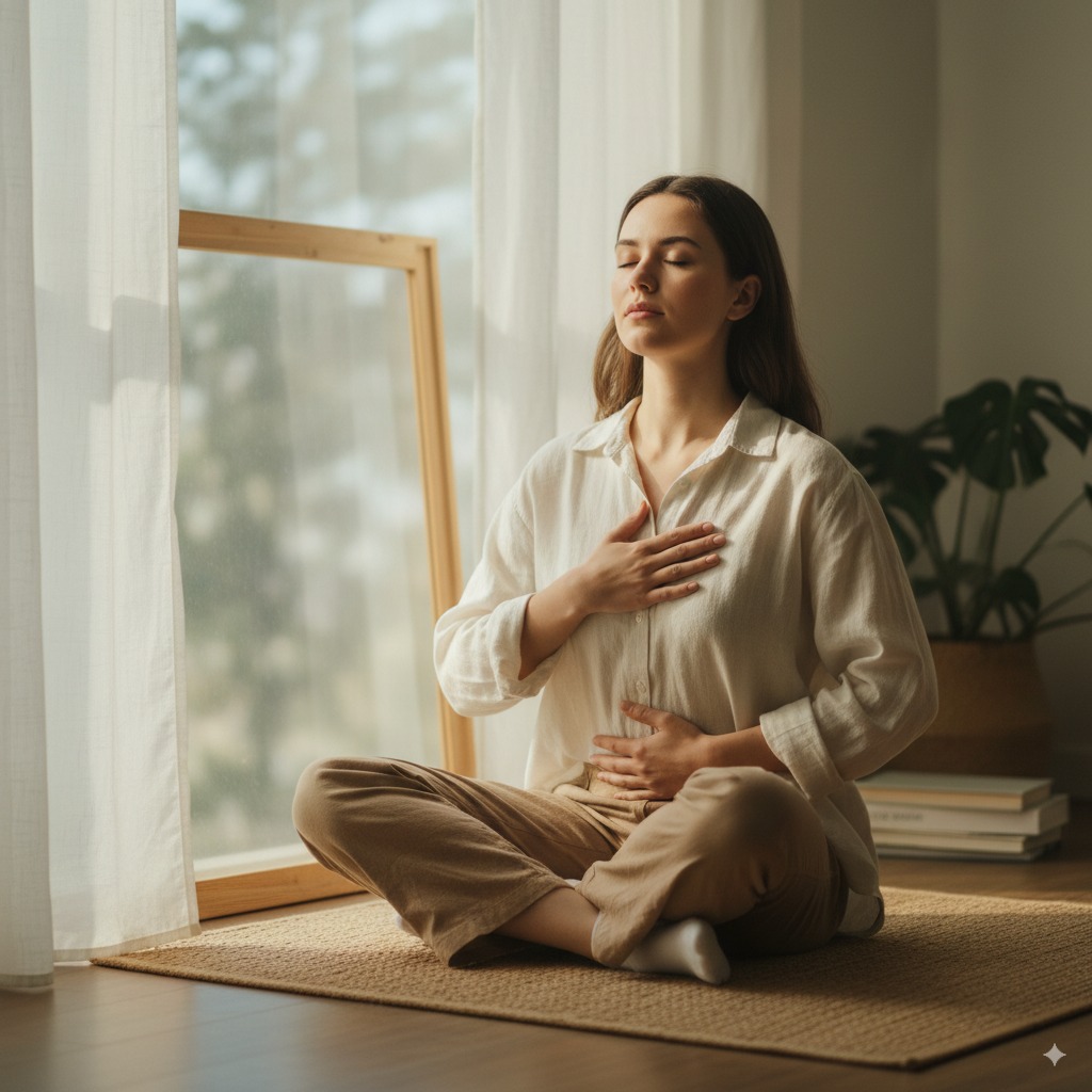 Exercice de respiration 4–6 pour apaiser l’éco-anxiété.