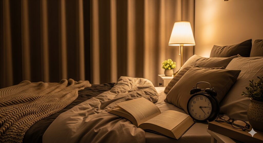 Chambre prête pour un sommeil de qualité.