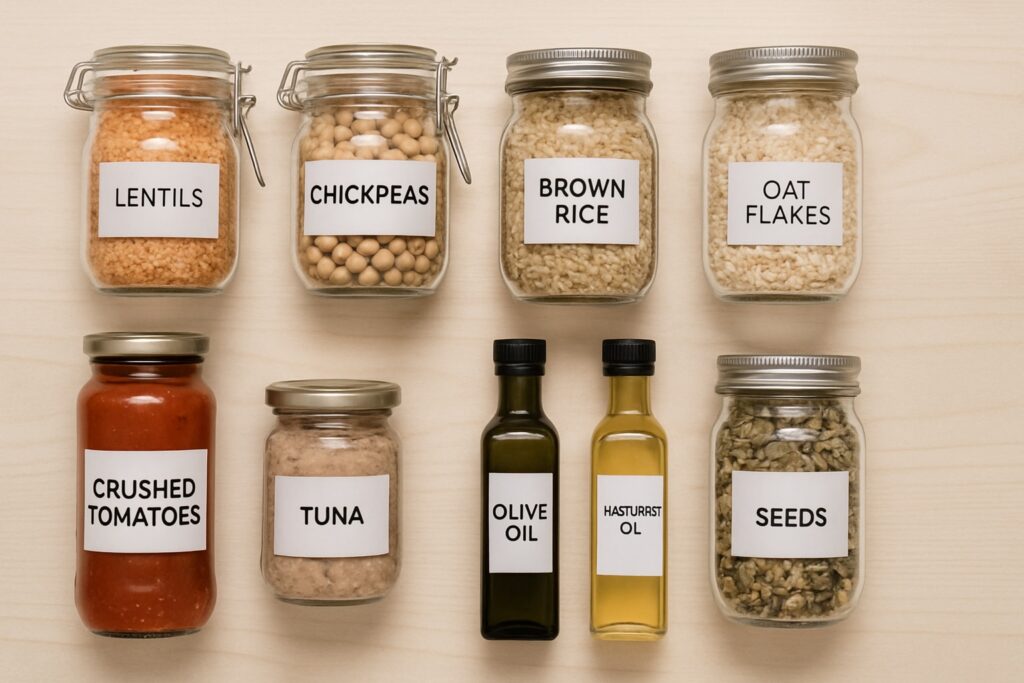 Ingrédients de base pour cuisiner sainement.