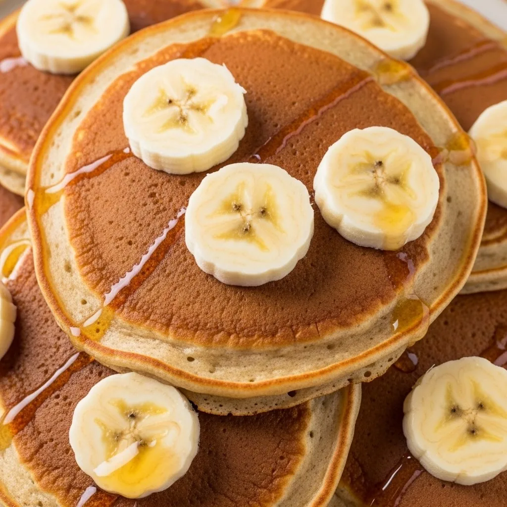 Pancakes dorés à la farine de souchet avec banane.