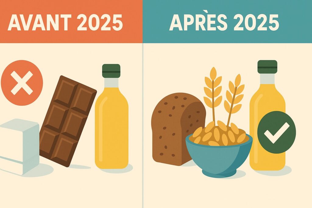 Comparaison visuelle ancien et nouveau Nutri-Score sur céréales.