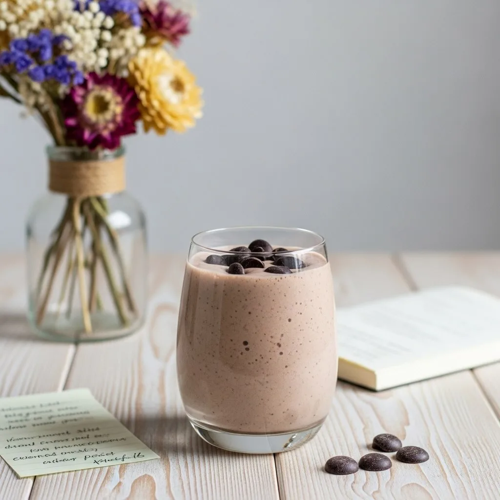 Smoothie onctueux banane-cacao-farine de souchet.