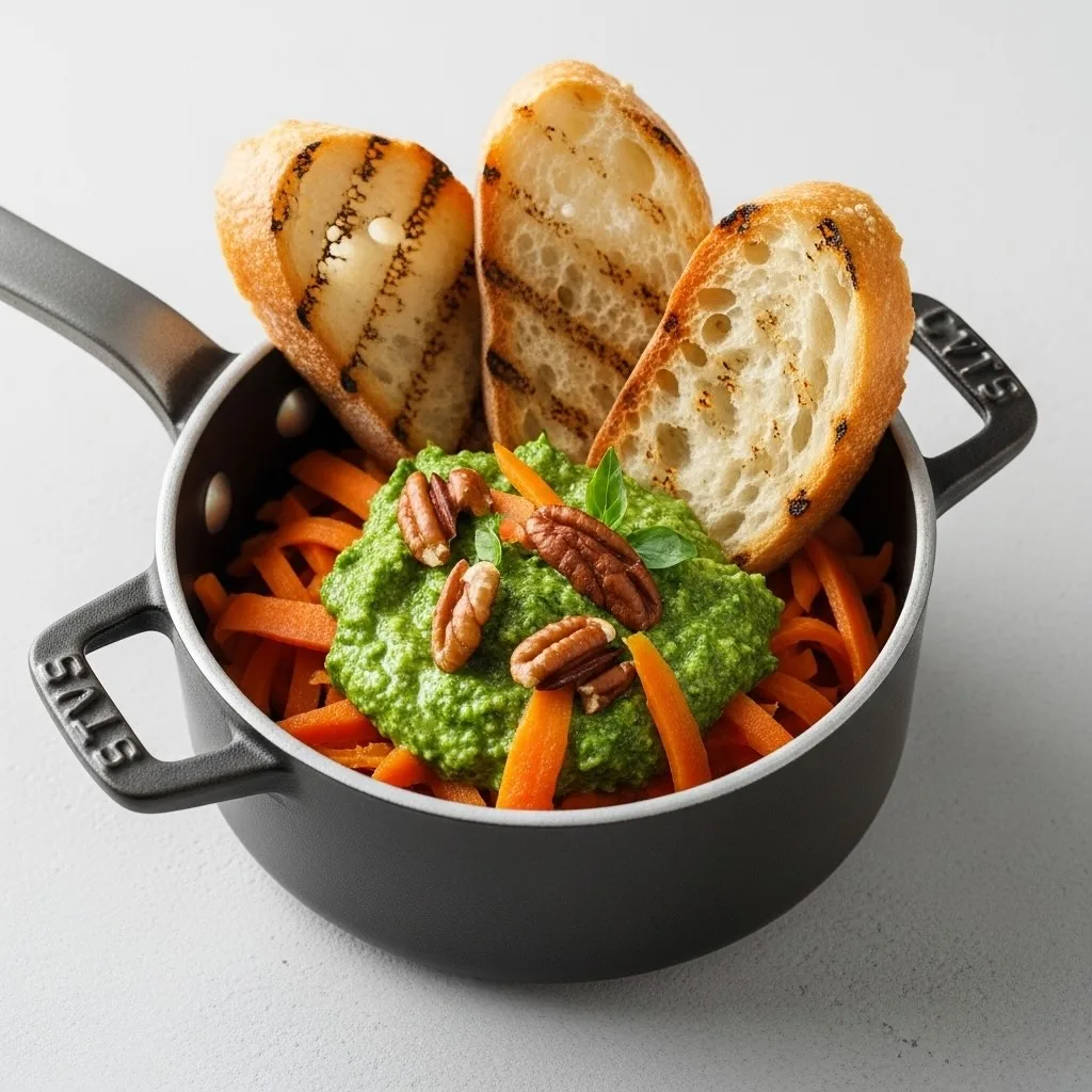 Pesto vert aux fanes de carottes maison.