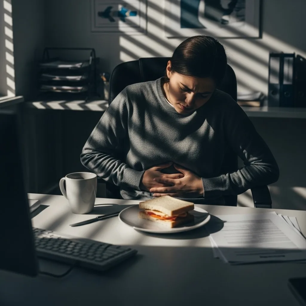 Personne fatiguée mangeant trop peu pendant la journée.