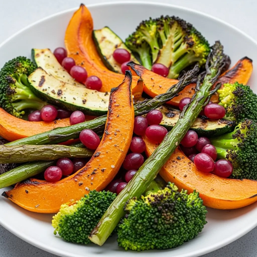 Assiette de légumes rôtis colorés riches en antioxydants
