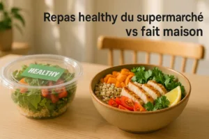 Comparatif repas healthy du supermarché vs fait maison avec titre intégré
