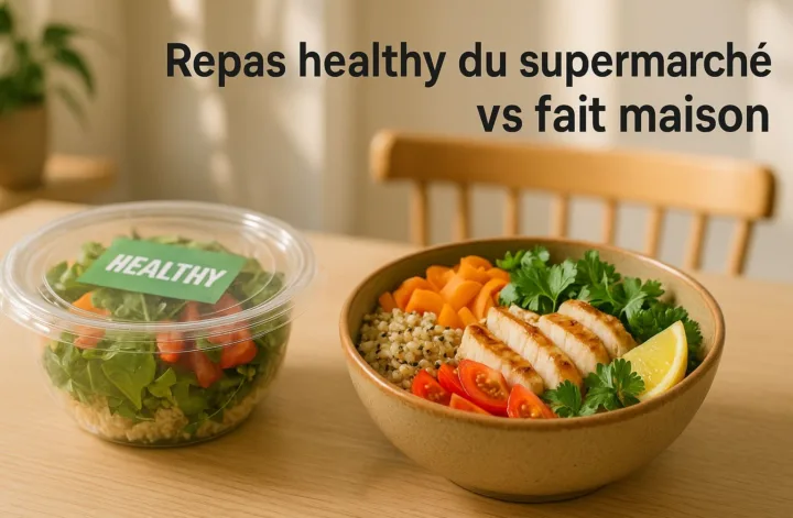 Comparatif repas healthy du supermarché vs fait maison avec titre intégré